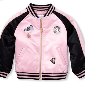 Satin varsity unicorn pink front zip jacket‎ girls 2T the children’s place